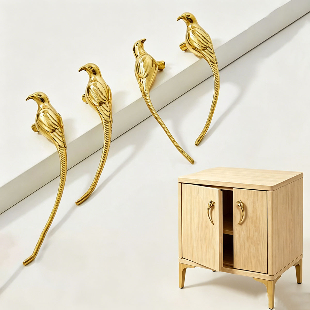 Unique Furniture Hardware - Golden Bird Drawer Pulls - Unique