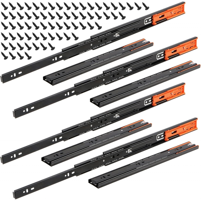 Furniture Rails Hardware - 12-20 Inch 45mm Wide Three-Section Rails,